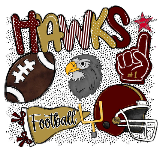 Hawks Football Spirit-Maroon & Gold
