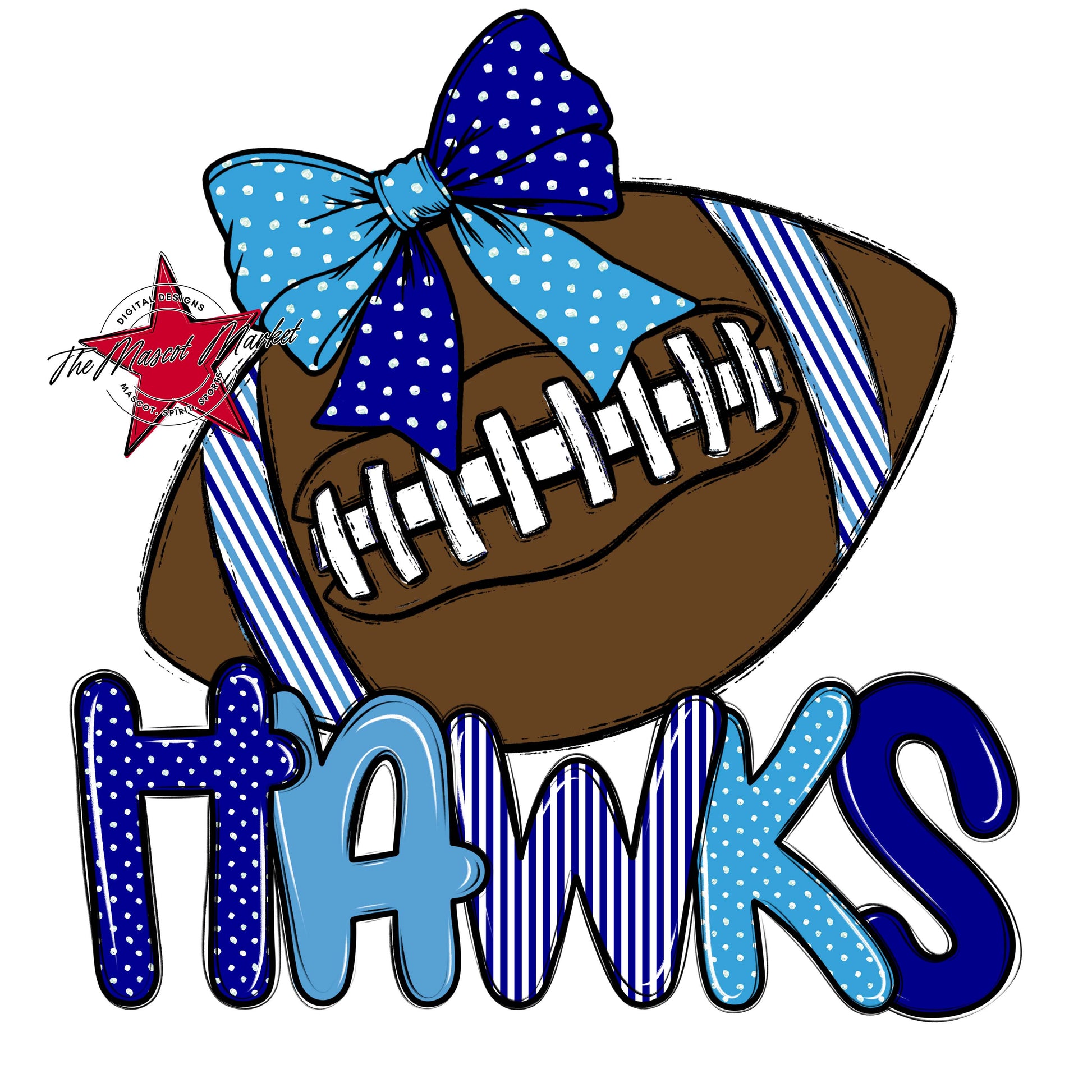 Hawks Football Spirit Design-Blue & Carolina Blue