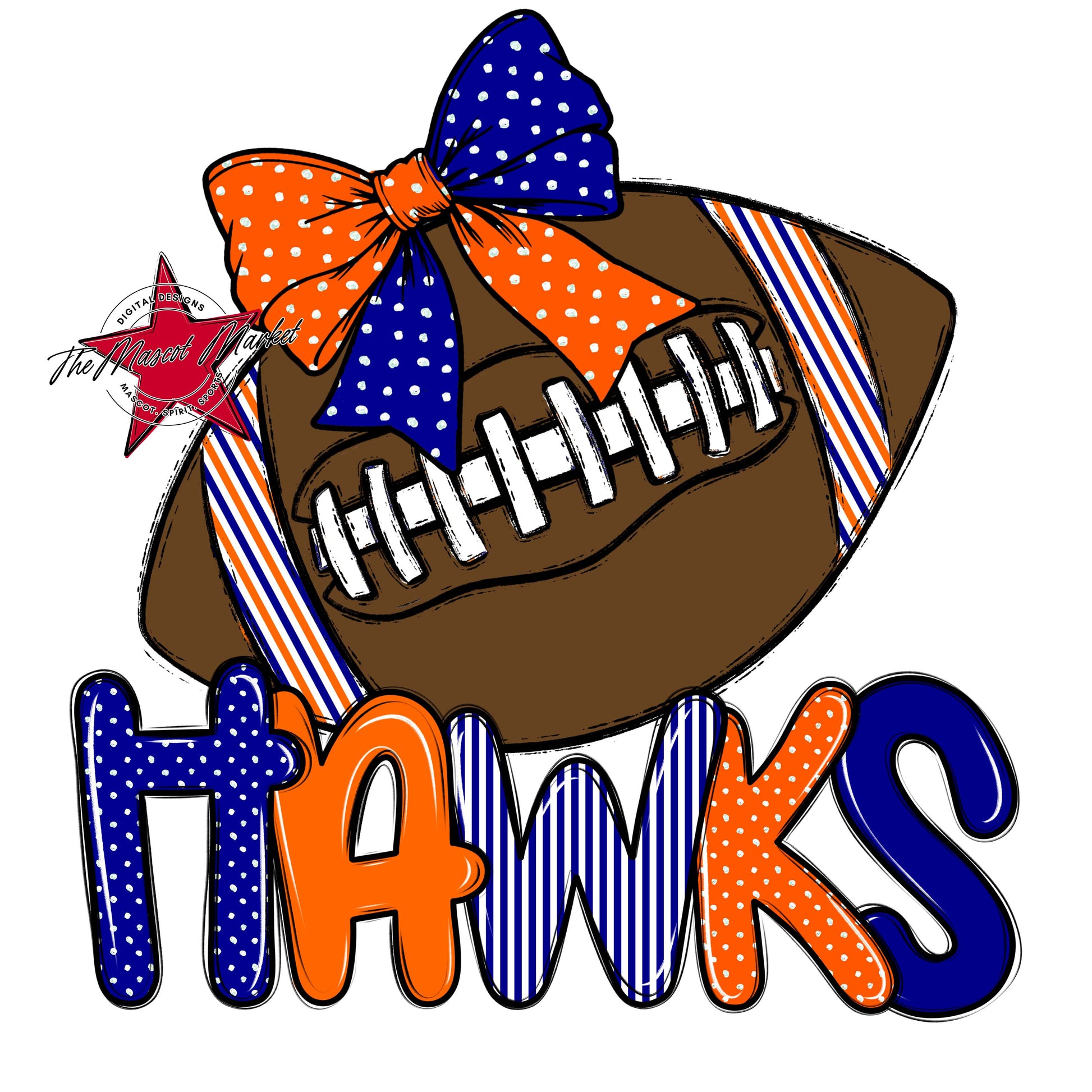 Hawks Football Spirit Design-Blue & Orange