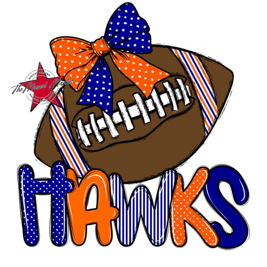 Hawks Football Spirit Design-Blue & Orange