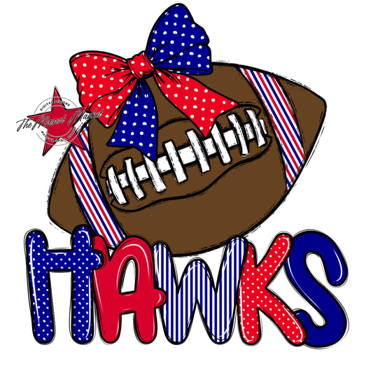 Hawks Football Spirit Design-Blue & Red