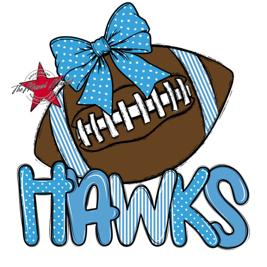Hawks Football Spirit Design-Carolina Blue