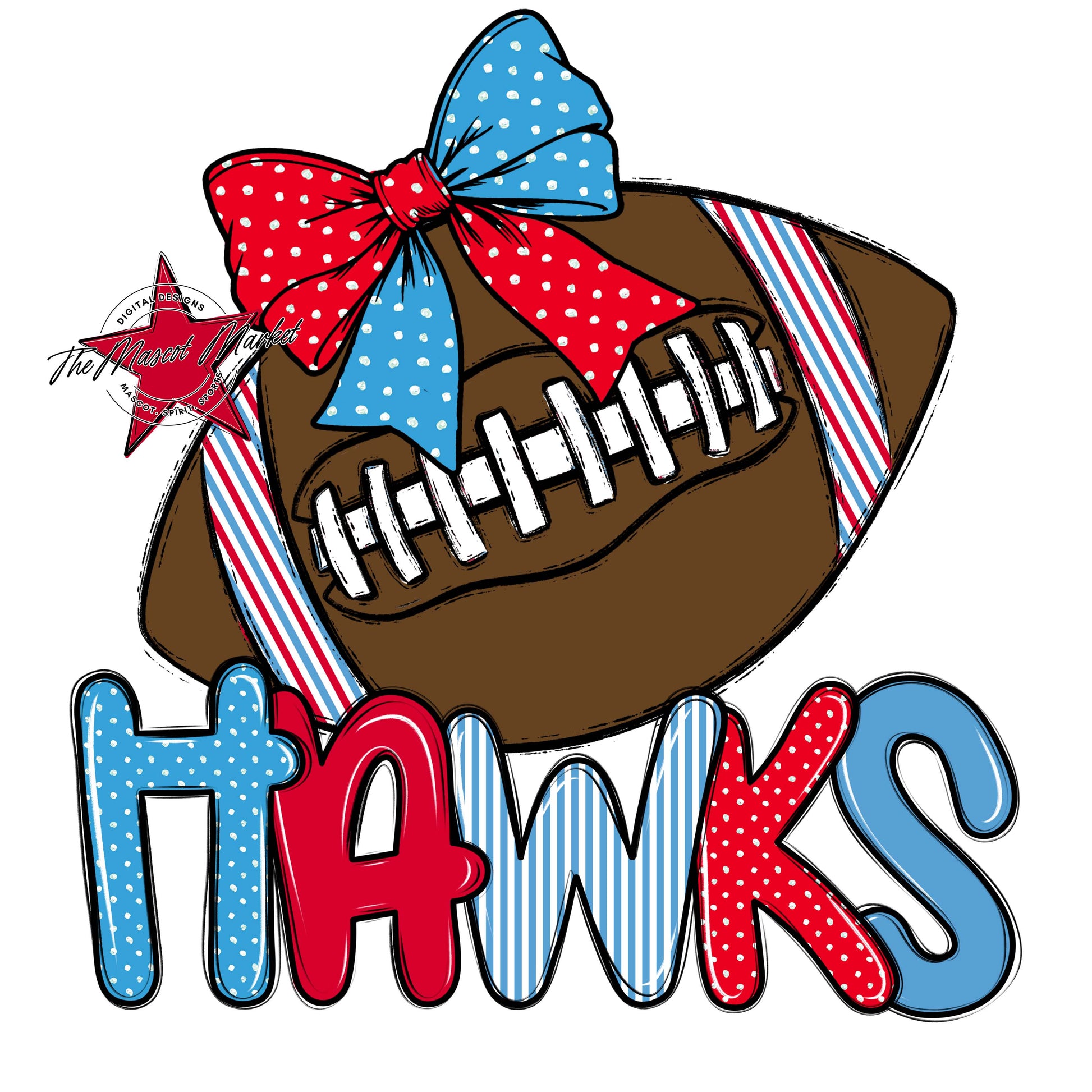 Hawks Football Spirit Design-Carolina Blue & Red