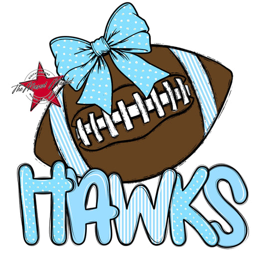 Hawks Football Spirit Design-Columbia Blue