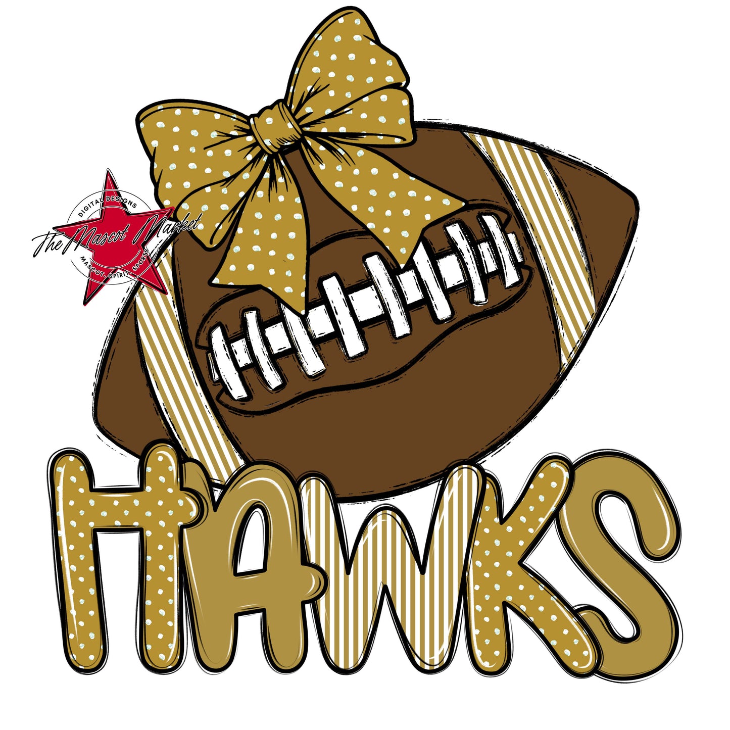 Hawks Football Spirit Design-Gold