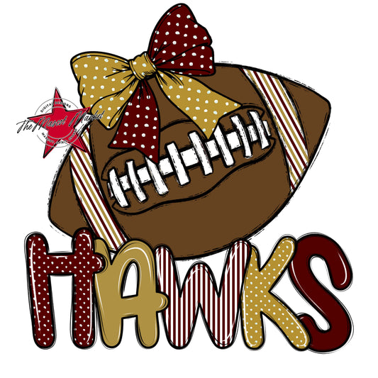 Hawks Football Spirit Design-Maroon & Gold