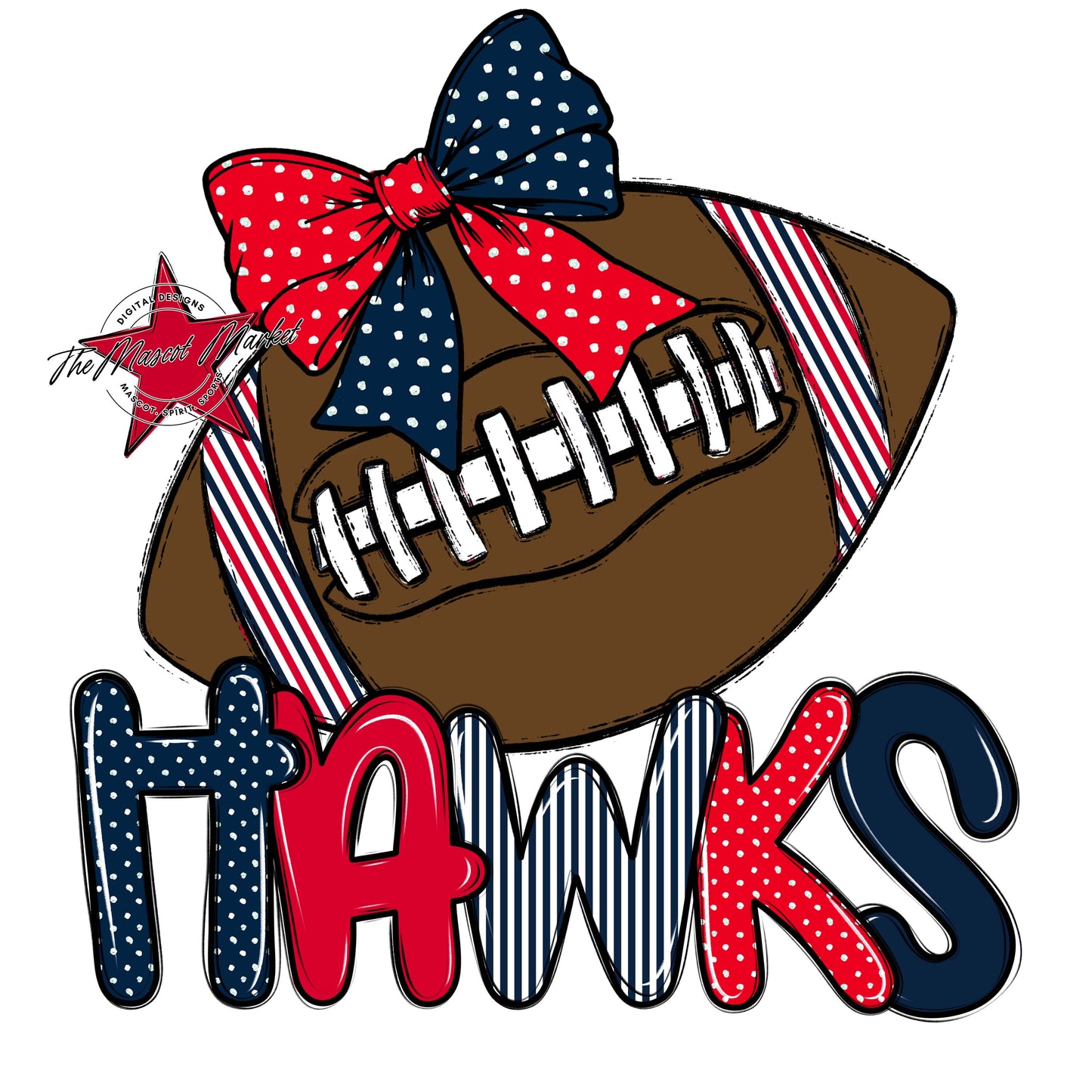 Hawks Football Spirit Design-Navy & Red
