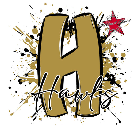 Hawks Mascot Splatter-Gold
