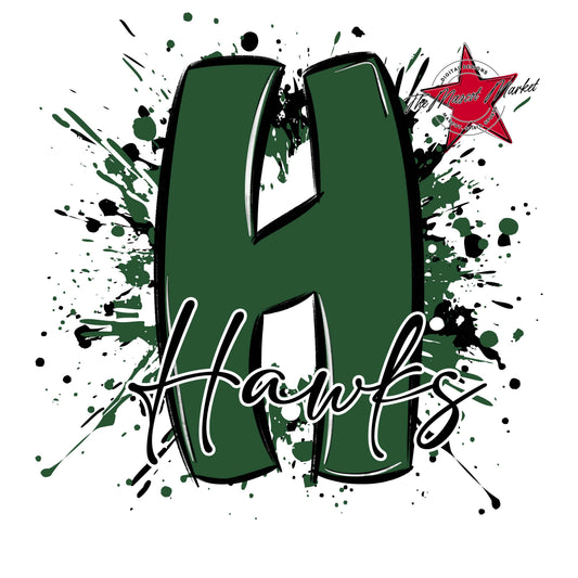 Hawks Mascot Splatter-Green