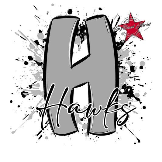Hawks Mascot Splatter-Grey