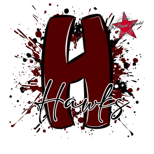 Hawks Mascot Splatter-Maroon