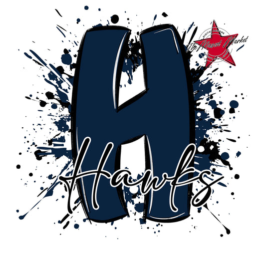 Hawks Mascot Splatter-Navy