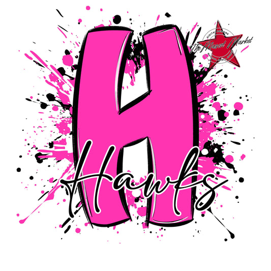 Hawks Mascot Splatter-Pink
