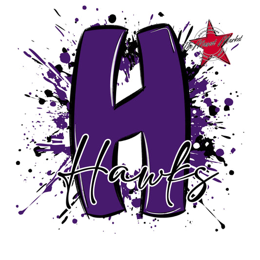 Hawks Mascot Splatter-Purple