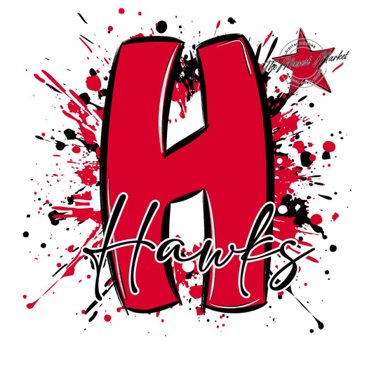 Hawks Mascot Splatter-Red