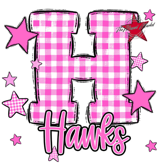 Hawks Plaid Star Design-Baby Pink