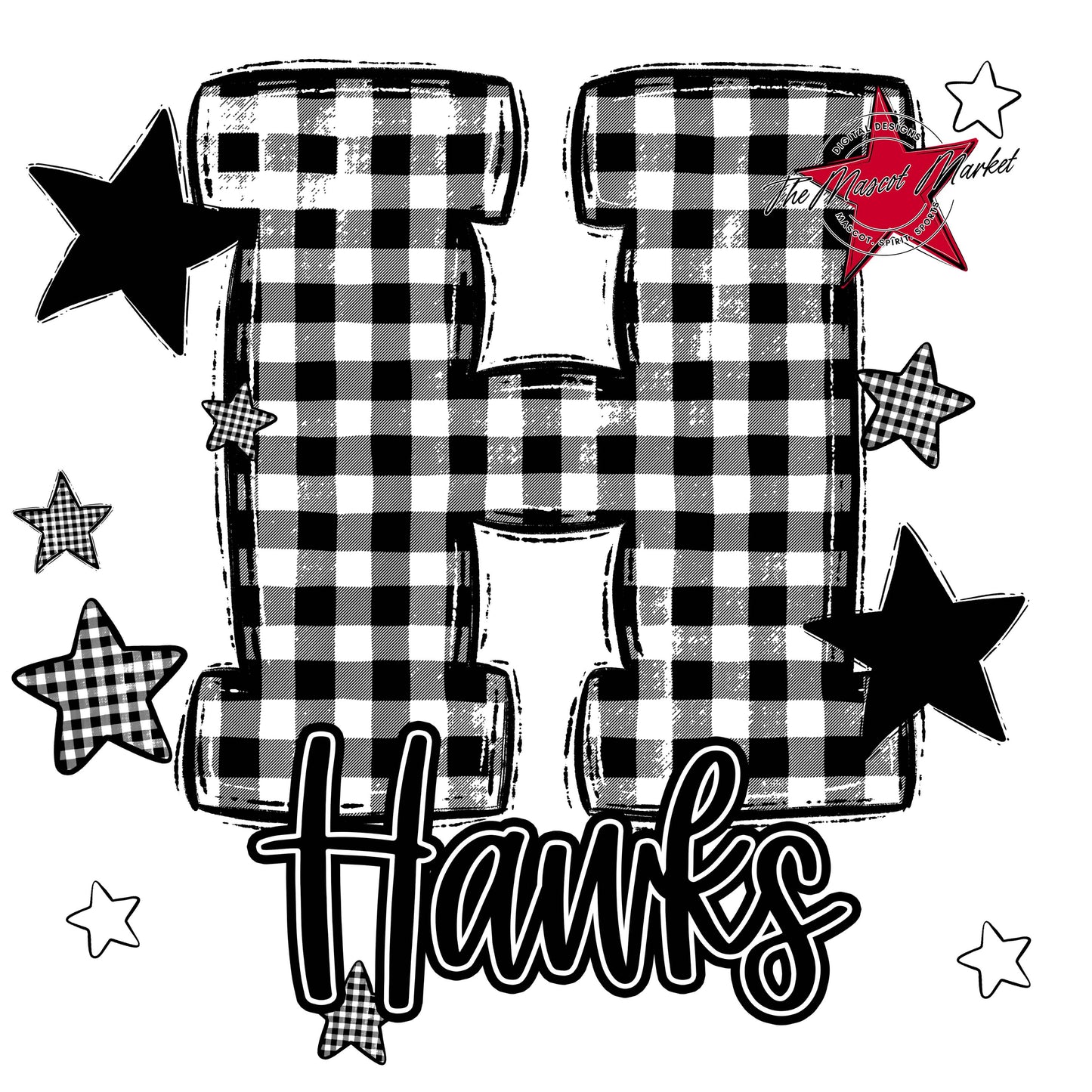 Hawks Plaid Star Design-Black