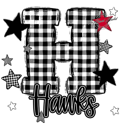 Hawks Plaid Star Design-Black