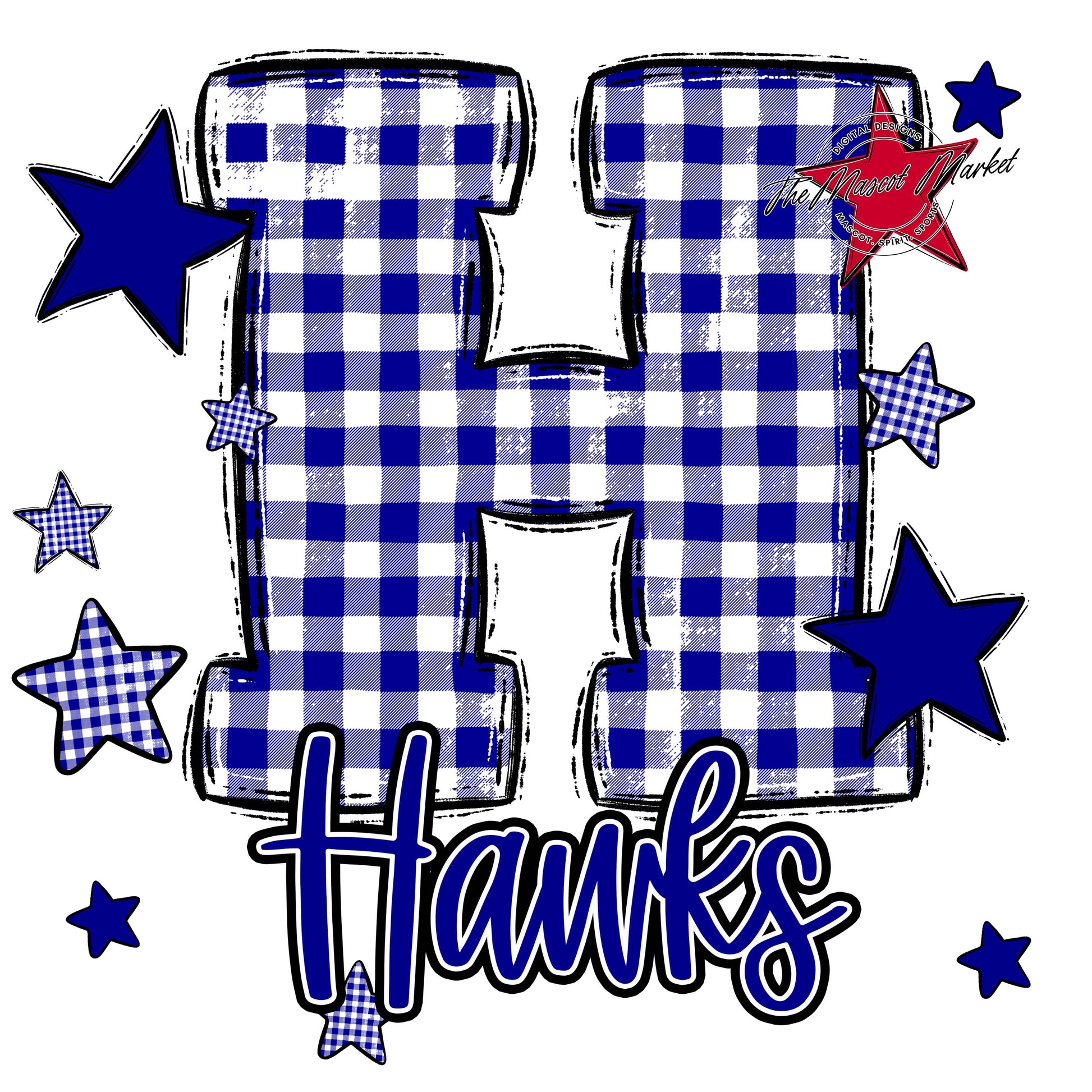 Hawks Plaid Star Design-Blue