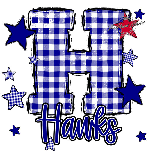 Hawks Plaid Star Design-Blue