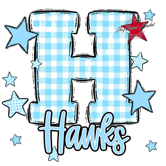 Hawks Plaid Star Design-Columbia Blue