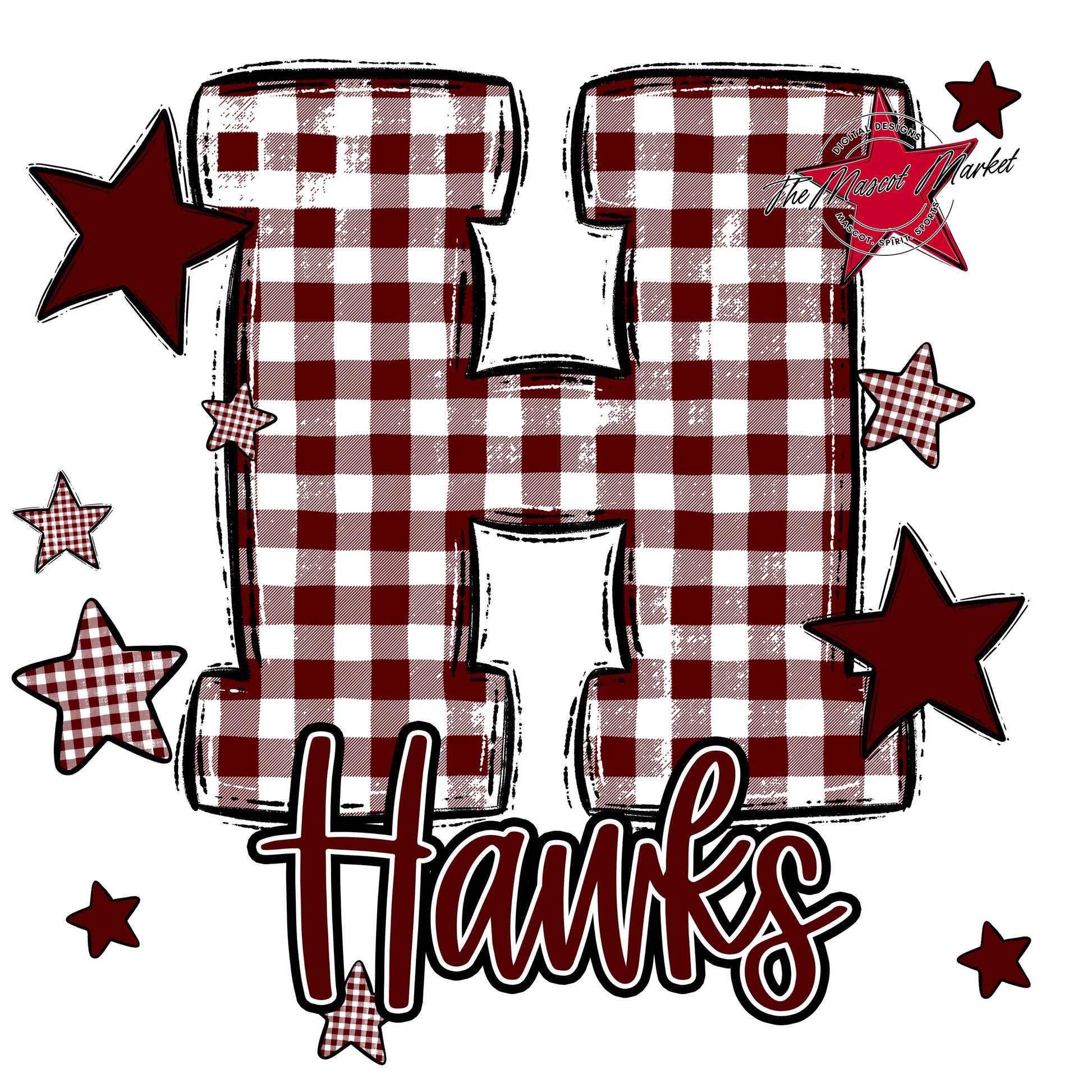 Hawks Plaid Star Design-Maroon