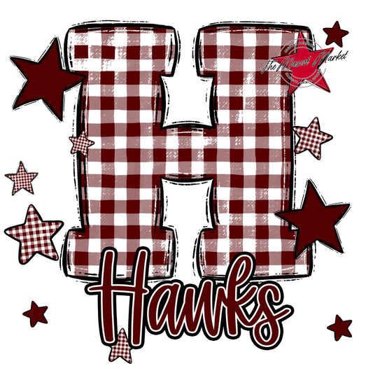 Hawks Plaid Star Design-Maroon