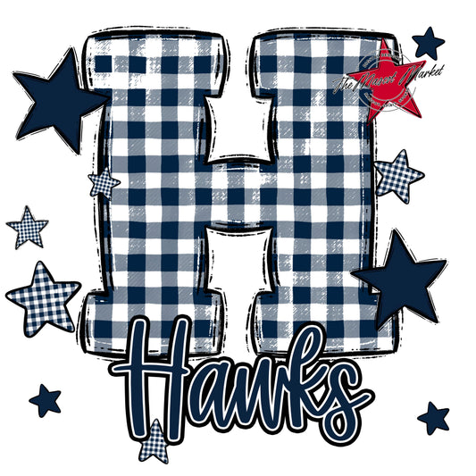Hawks Plaid Star Design-Navy