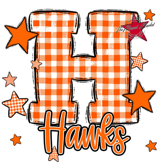 Hawks Plaid Star Design-Orange
