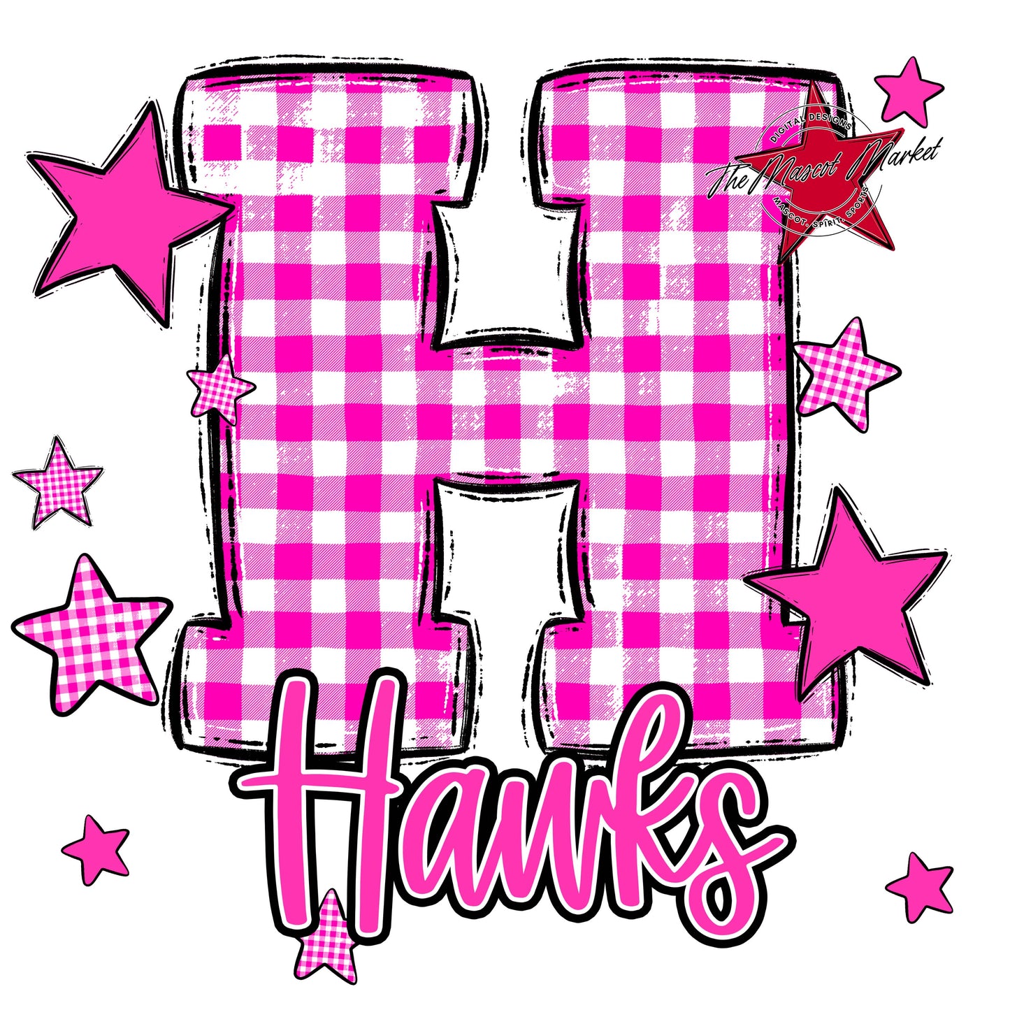 Hawks Plaid Star Design-Pink
