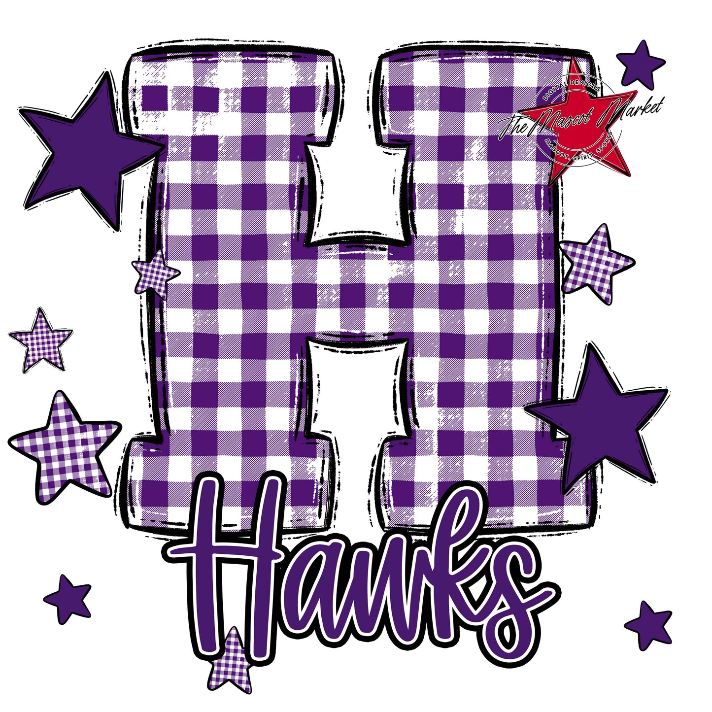 Hawks Plaid Star Design-Purple
