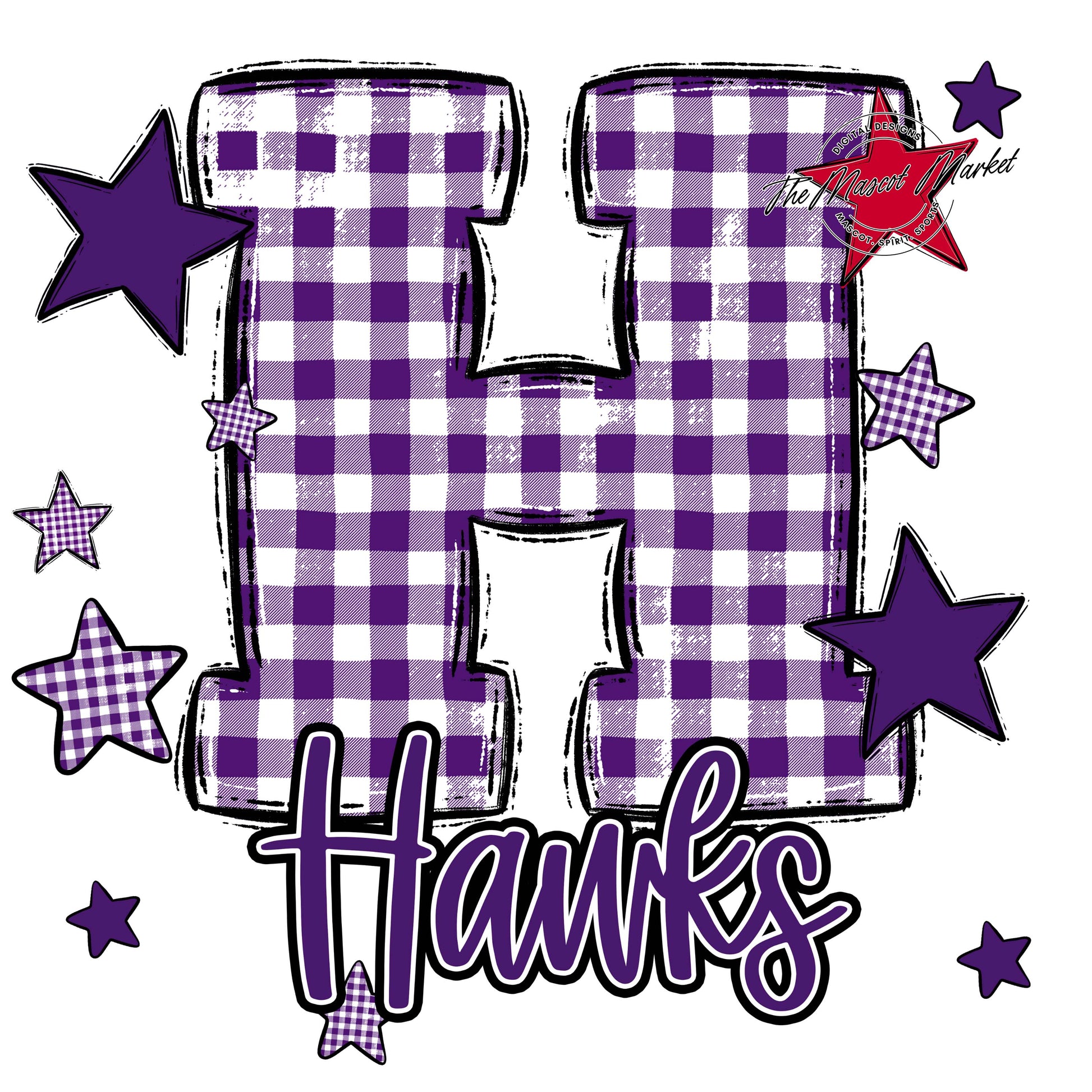Hawks Plaid Star Design-Purple