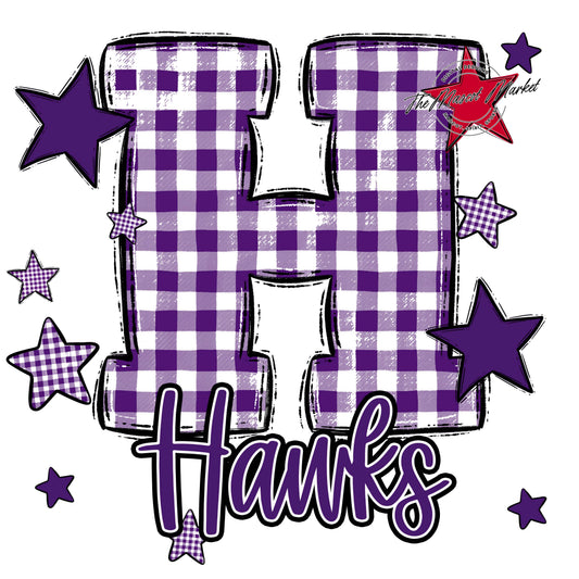 Hawks Plaid Star Design-Purple