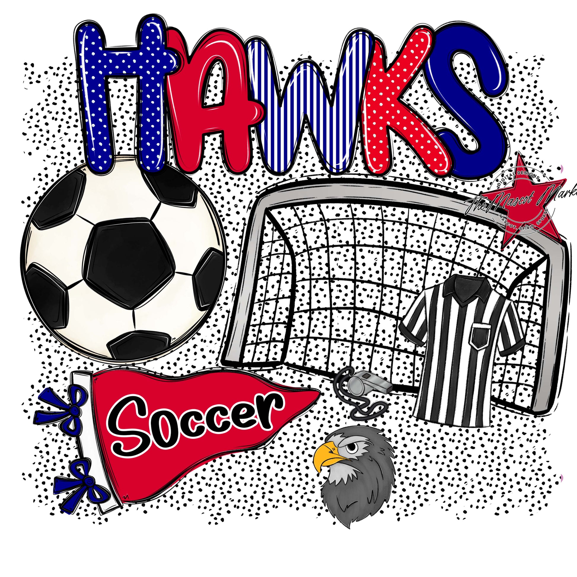 Hawks Soccer Spirit-Blue & Red