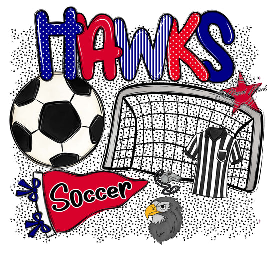 Hawks Soccer Spirit-Blue & Red