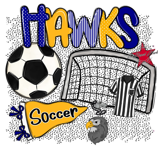 Hawks Soccer Spirit-Blue & Yellow
