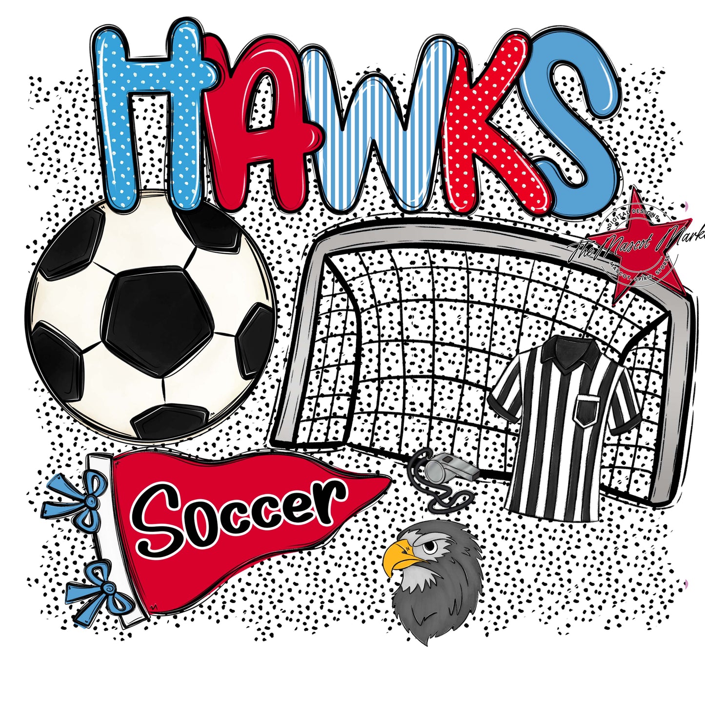 Hawks Soccer Spirit-Carolina Blue & Red