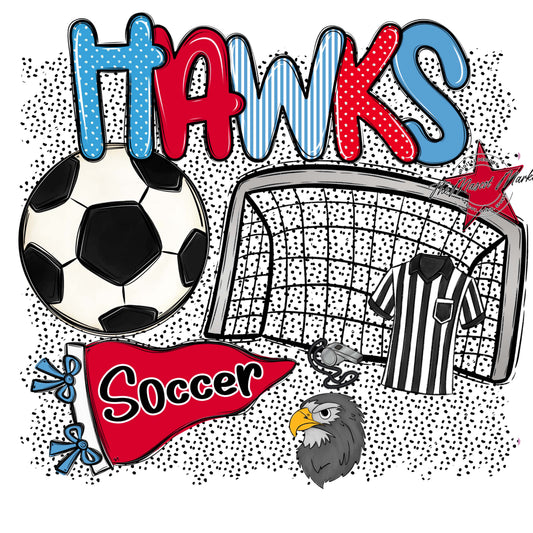 Hawks Soccer Spirit-Carolina Blue & Red