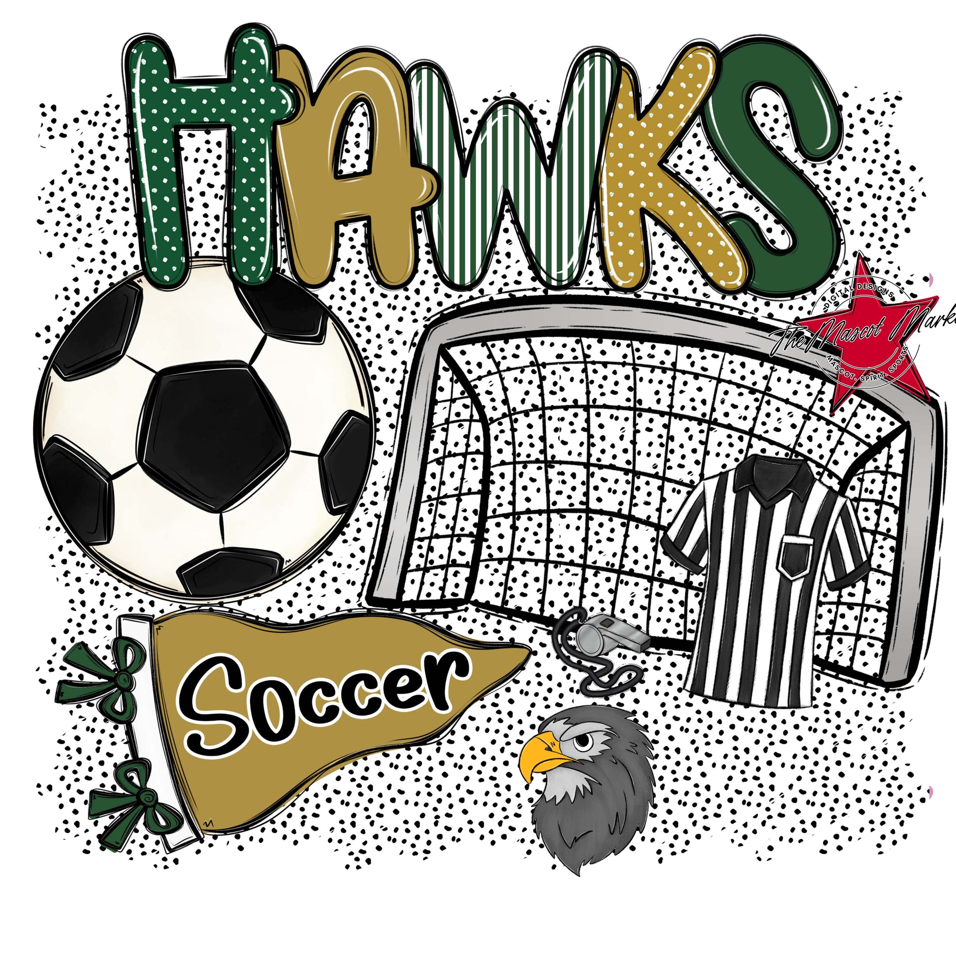 Hawks Soccer Spirit-Green & Gold