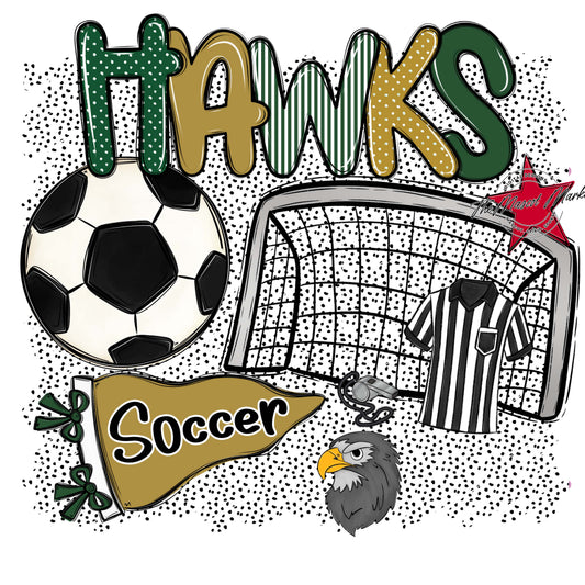 Hawks Soccer Spirit-Green & Gold