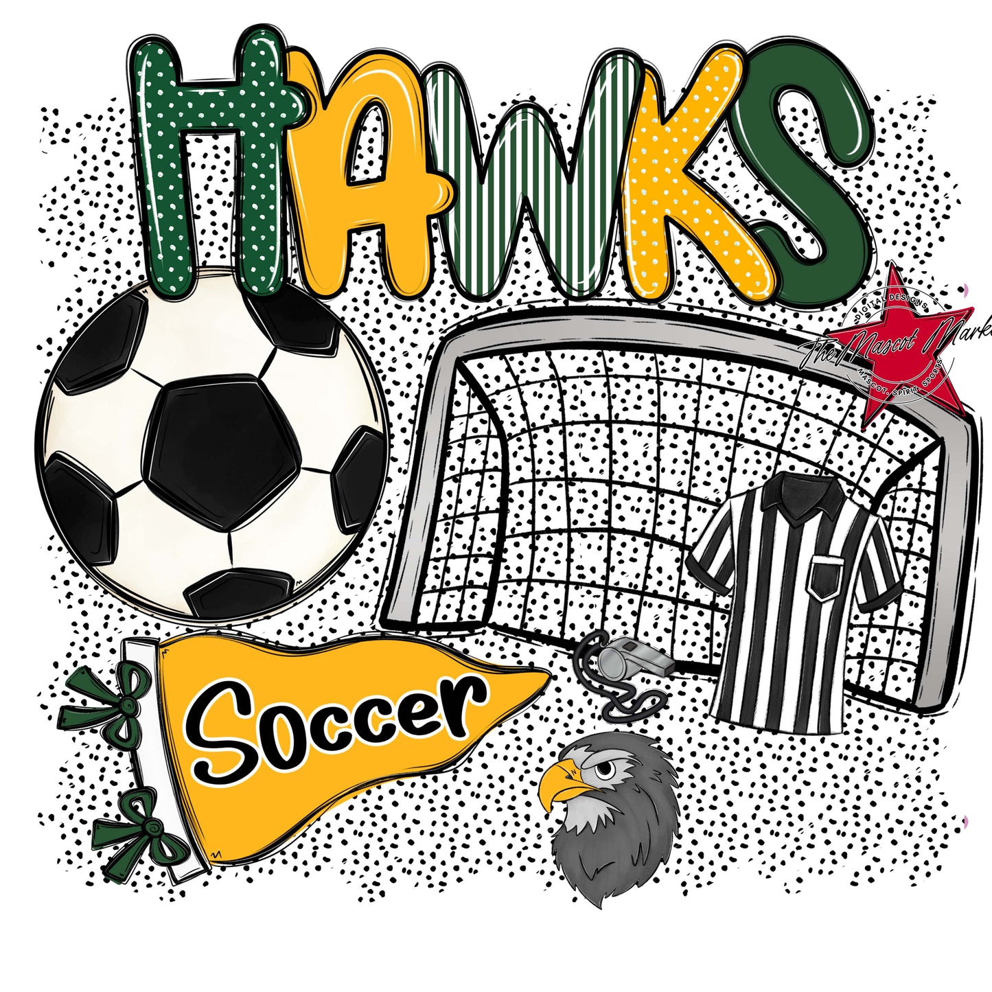 Hawks Soccer Spirit-Green & Yellow