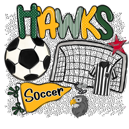 Hawks Soccer Spirit-Green & Yellow