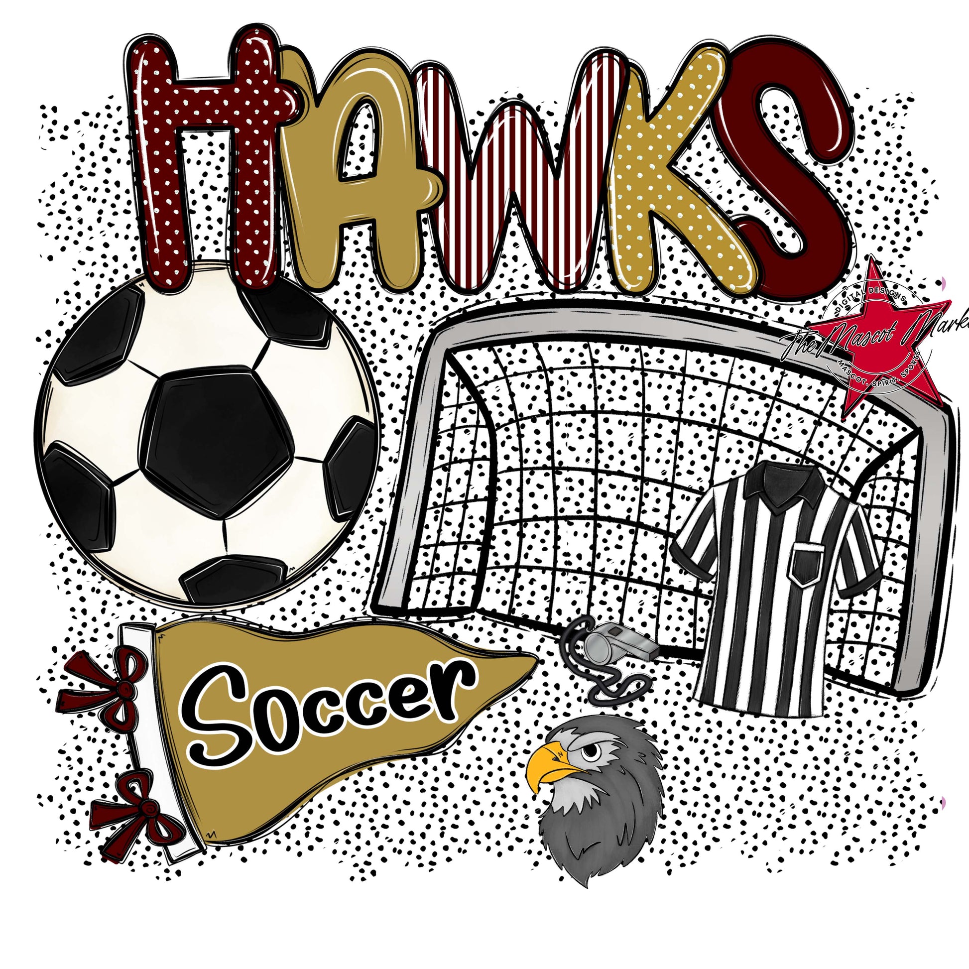 Hawks Soccer Spirit-Maroon & Gold