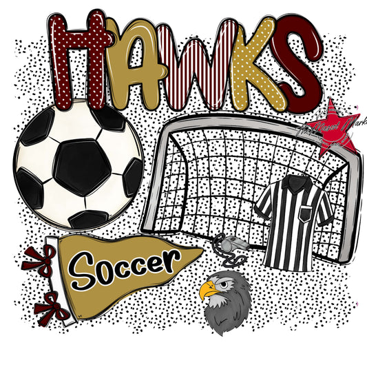 Hawks Soccer Spirit-Maroon & Gold
