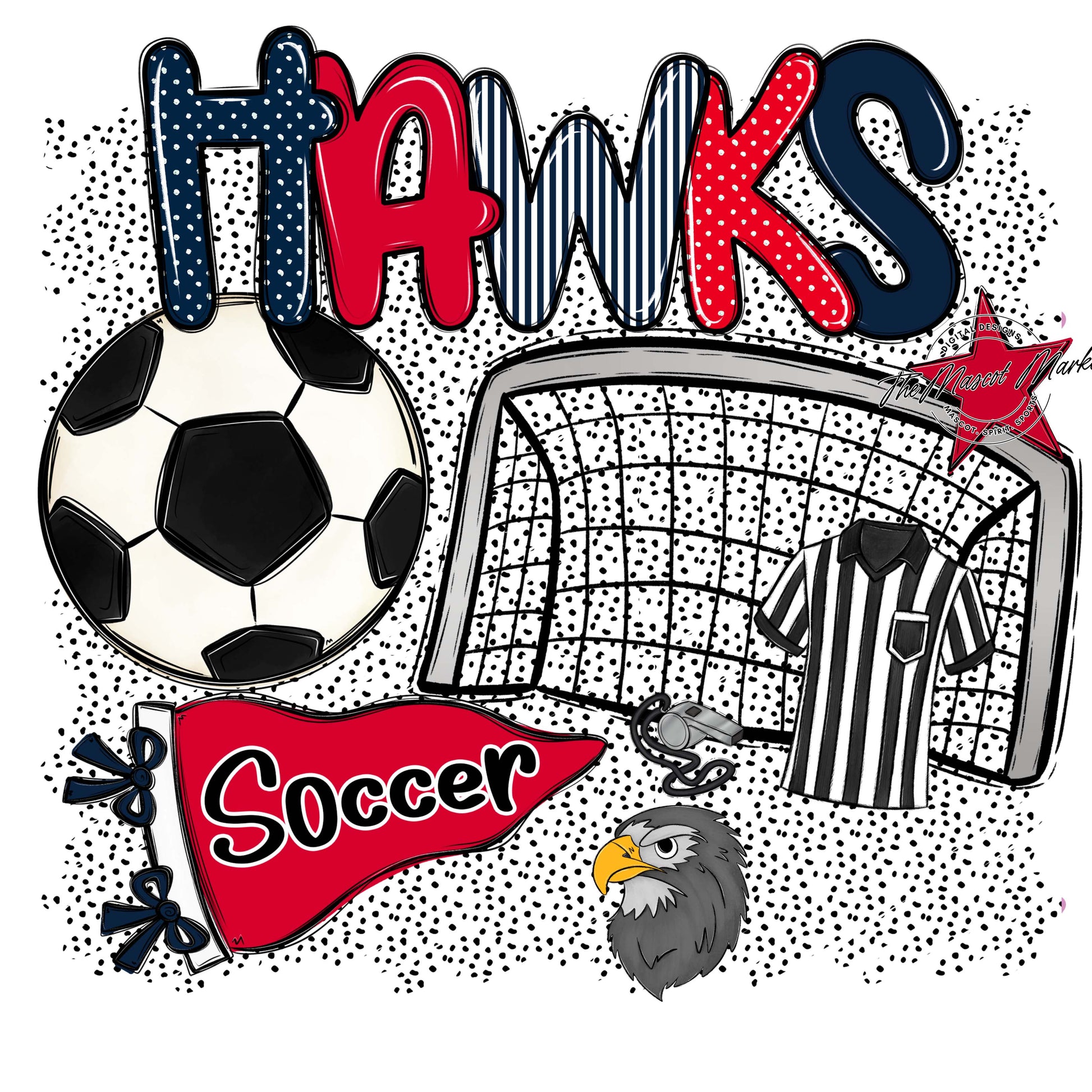 Hawks Soccer Spirit-Navy & Red