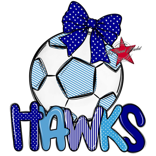 Hawks Soccer Spirit Design-Blue & Carolina Blue