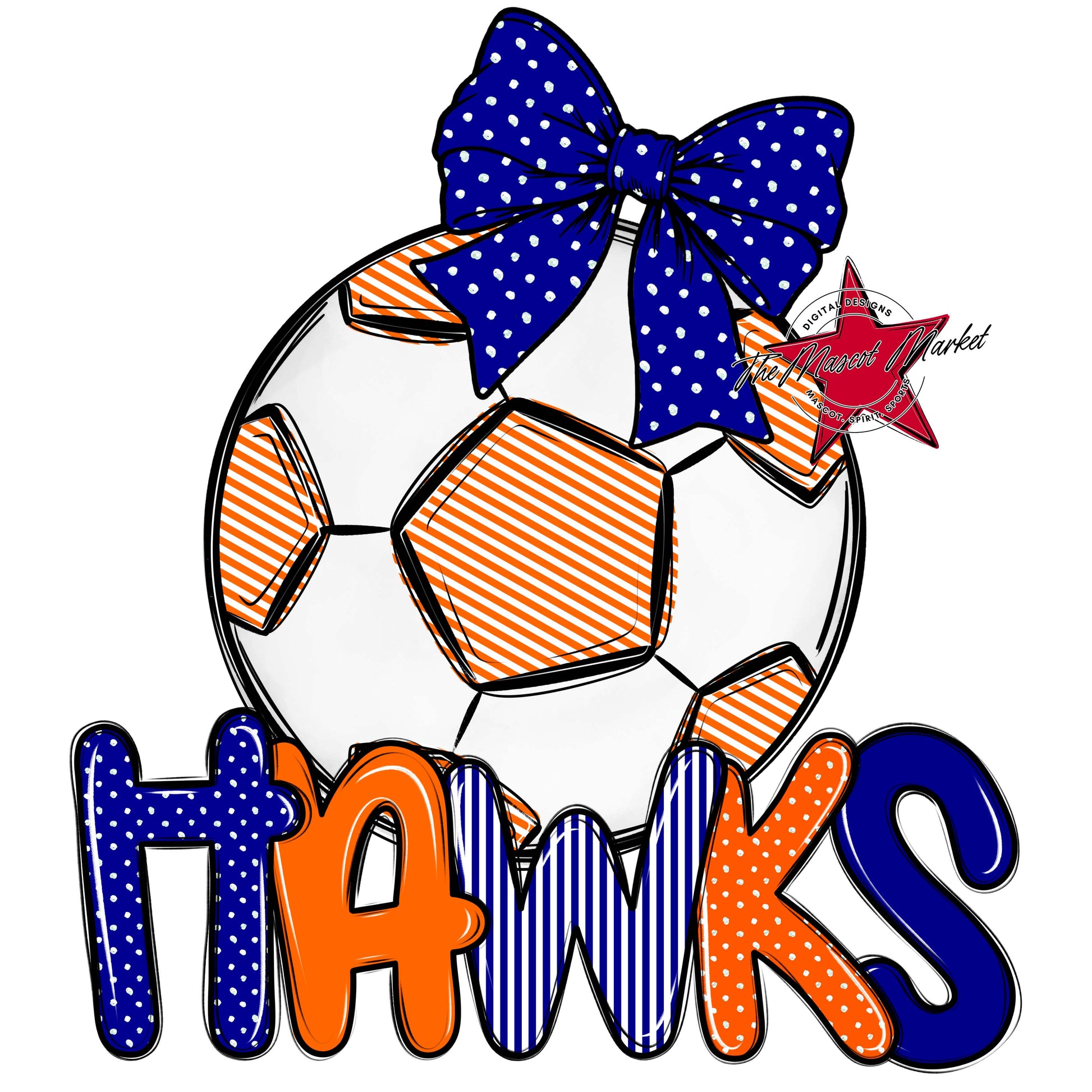 Hawks Soccer Spirit Design-Blue & Orange