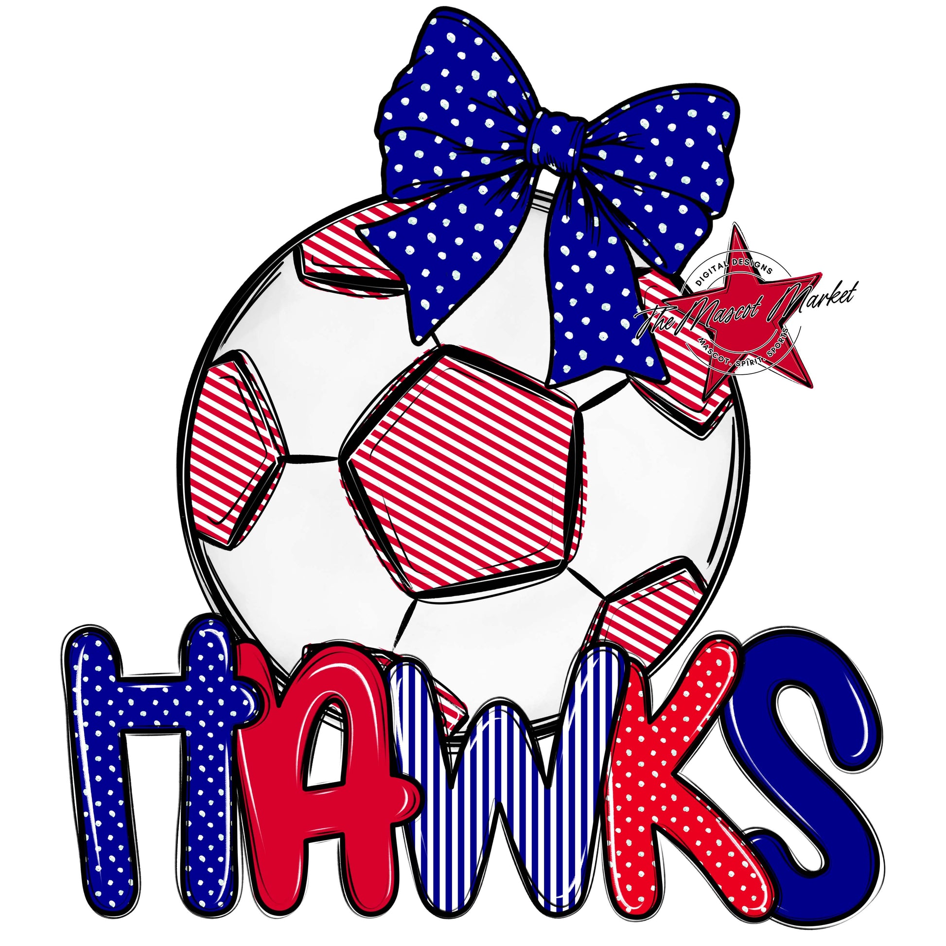 Hawks Soccer Spirit Design-Blue & Red