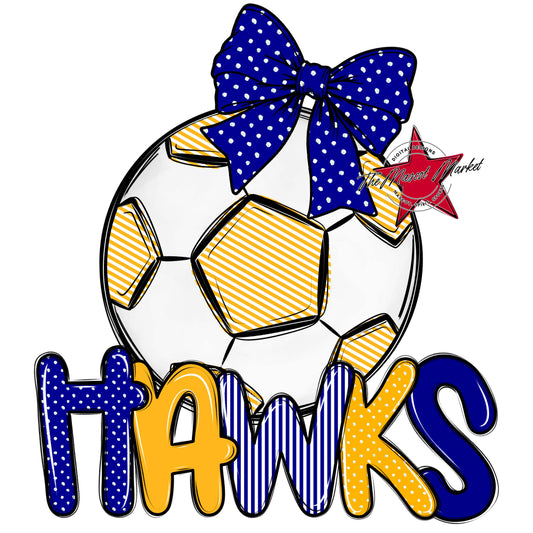 Hawks Soccer Spirit Design-Blue & Yellow