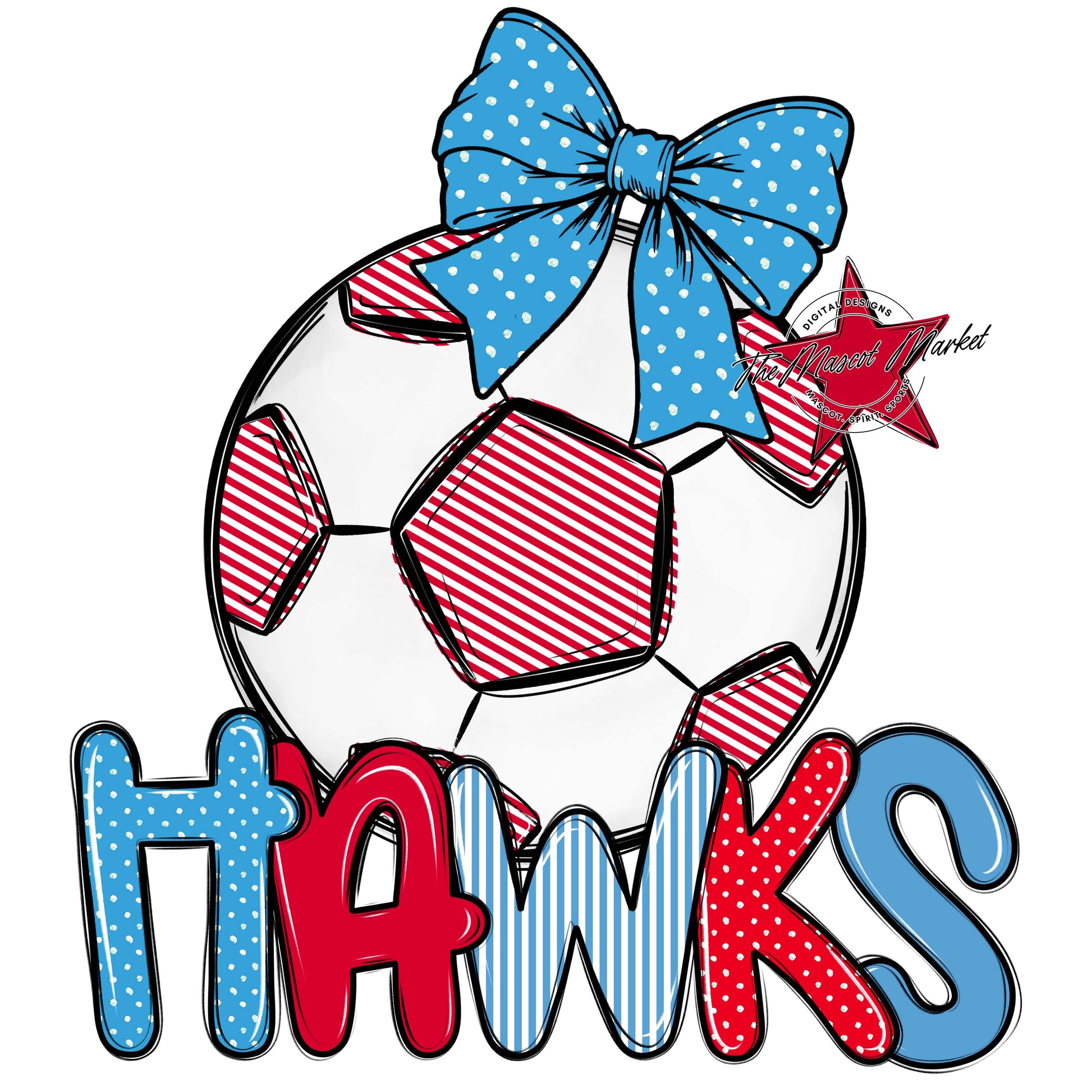 Hawks Soccer Spirit Design-Carolina Blue & Red